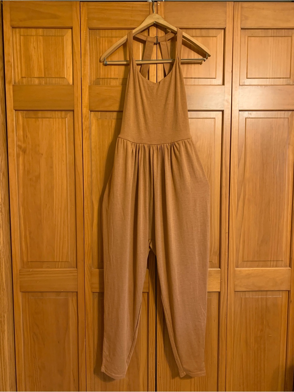 HALARA Women's Burnt Orange Halter Jumpsuit